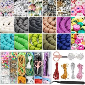 Rhinenet 4508pcs Beads Bracelet Making Kit DIY Crafts Beading Kits Clay Beads Bracelet Anklets Necklace Jewelry Earring Making Kits with Decorative Beads and Charms (Combination 4)