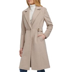 Cole Haan Women's Notch Lapel Slick Wool Coat