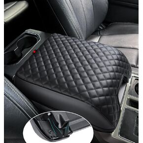 Center Console Cover for Ford F150 2015-2020, Armrest Cover for F250 F350 F450 2017-2022, Expedition 2018-2024, PU Leather Car Truck Interior Accessories Middle Console Cover, Bucket Seat