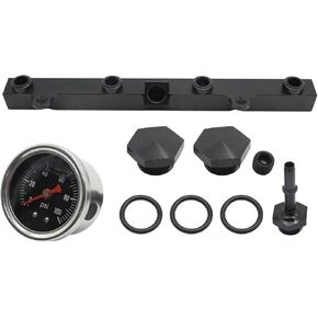 Fuel Rail with Oil Gauge Kit Replacement for Honda Civic SI 2001 2002 2003 2004 2005 Replacement for Acura RSX 2002 2003 2004 2005 2006 Fuel Rail Pressure Gauge Kit