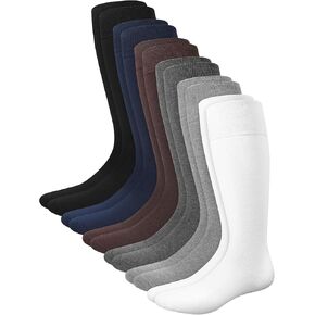Shihanee 6 Pairs Knee High Socks for Men Cotton Calf Dress Socks Casual Solid Color High Socks Warm Thick Long Socks