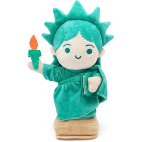Statue of Liberty Plush Doll Toy 13" Lady Liberty Figurine Plushie Stuffed Animal for Kids (Green with Small Eyes)