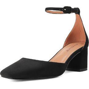 MUCCCUTE Women's Pumps Closed Toe Heels - Comfortable Chunky Low Heel Square Toe Block Heels Business Office Dressy Dress Shoes with Ankle Strap