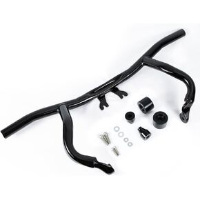 Gloss Black Flat-Out Bar,Engine Guard,Crash Bar for Harley 2014-2024 Touring Road King Road Glide Street Glide (with Blue End Caps)