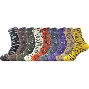 IHAUIUE Leopard Print Crew Socks Cheetah Pattern Quartz Socks Trendy Animal Printed Dress Socks for Women, Lady, Girl, 9 Pack in Saudi Arabia