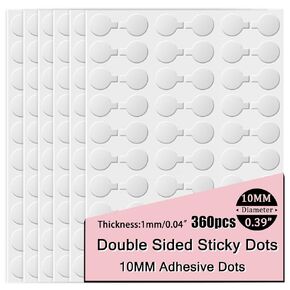 10MM Double Sided Sticky Dots - 720pcs Double Sided Glue Adhesive Dots - Thick Museum Putty Clear Removable - No Traces Sticky Tack for Balloons Crafts Poster Decoration