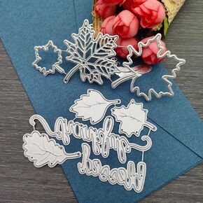 Thanksgiving Fall Metal Die Cuts for Card Making Embossing Stencils Includes Maple Leaf Die Cuts Stencils Fall Leaves Cut Dies Thankful Word Cut Dies for DIY Scrapbooking