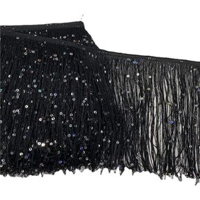 YYCRAFT 6" Hoogram Sequin Chainette Tassel Fringe Trim by The Yard Garland Dance Costume Trimming Party Decoration(5 Yards,Navy