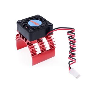 Surpass Engine Motor Heatsink, RC Motor Heatsink with 5v-8.45v Cooling Fan Fit 540 550 3650 Size Brushless Motor for 1/10 RC Car Truck Buggy Crawler, Black & red