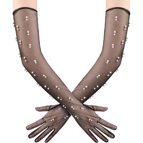 BABEYOND Long Wedding Gloves Ladies Opera Tulle Gloves Prom Special Occasion Gloves for Party Bride