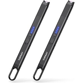 Torch Lighters 2 Pack Butane Lighters, Adjustable Flame Windproof Butane Refillable Gas Torch Lighter Long Lighter for Candle Grill BBQ Fireworks(Butane Not Included)