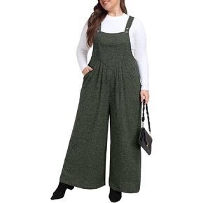 OLRIK Women's Plus Size Jumpsuits Adjustable Knit Sweater Overall With Pockets Casual 2024 Fall Winter Fasion Outfits