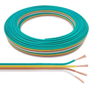 FIRMERST 16 Gauge 100 Feet 4 Way Pure Copper Trailer Wiring Harness Spool Flat Trailer Wire for Rv Trailer and Automotive