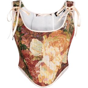 Scarlet Darkness Corset Tops for Women Renaissance Floral Overbust Boned Bustier Bodice
