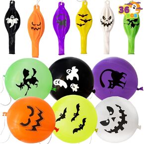 JOYIN 36 Pieces Halloween Punch Balloons for Halloween Punching Balloon Party Favor Supplies Decorations, Trick or Treat Toys, Halloween School Classroom Game