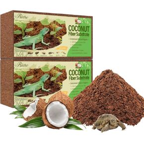 Riare 10LBS Natural Coconut Fiber Substrate for Reptile- Premium Compressed Coconut Husk Terrarium Bedding for Reptile, Tortoise, Frogs, Snakes, Hermit Crabs, Burrowing Animals