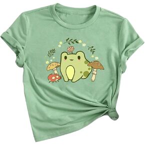 SweatyRocks Girl's T Shirts Cartoon Print Short Sleeve Crew Neck Cute Graphic Tees