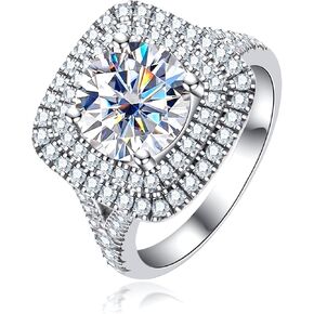 Halo Moissanite Engagement Rings 3.75cttw D Color VVS1 925 Sterling Silver Vintage Anniversary Wedding Promise Ring for Women with Certificate