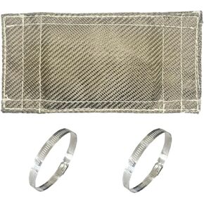 Titanium Pipe Heat Shield 4'' x 8'' Exhaust Heat Wrap Motorcycle Heat Guard Cover with 2 PCS Stainless Steel Clamps