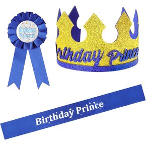 3 Pieces Birthday Boy Party Set Birthday Crown Boy Birthday Boy Pin Birthday Boy Hat Birthday Boy Decorations for Boys Kids Theme Birthday Dress Birthday Party Supplies Photo Props