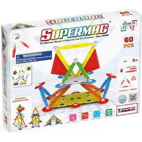 SUPERMAG - Multicolor 60 | Educational Construction Fun | 60 Piece Set | Europe-Made | STEM Toys | Magnetic Building Sets | Magnet Toys | Supermag 0652