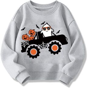 Kids Halloween Sweatshirt Boys Girls Pumpkin Ghost Dinosaur Glow in The Dark Graphic Shirt Toddler Long Sleeve Outfit Tops