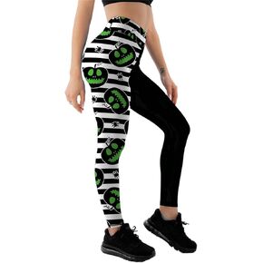 High Waist Funny Pumpkin Print Halloween Leggings Women Elastic Stripe Halloween Tights Pant Spider Skinny Legging