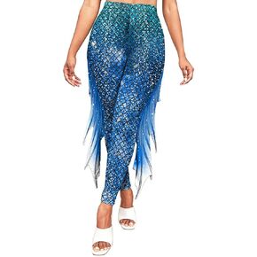 Halloween Costume Mermaid Yoga Pants Halloween Costume Glitter Pants Leggings Ladies Mermaid Bottoms