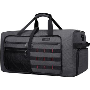 WITZMAN Foldable Duffle Bag for Travel 65L Lightweight Packable Duffel Bag with Shoes Compartment Overnight Bag for Men Women (B697 Black)