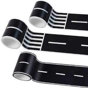 3 Rolls Roadway Tape, Race Cars Decorations for Kids Birthday Party, Race Track Tape Easy to Stick and Tear Without Leaving Any Traces, 2 Inch Wide 49 FT Long 2 Types of Road Tape