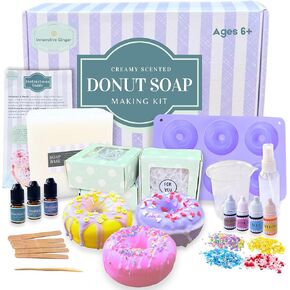 DIY Donut Soap Making Craft Kit for Kids, Teens, and Adults - Fun, Easy, Creative - Large Soap Donuts - Perfect Birthday & Holiday Gift - Unique, Mess-Free, All-In-One Kit - Loved by All Ages!