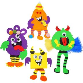 4E's Novelty Halloween Crafts for Kids (12 Pack) Silly Monsters Foam Magnet Fall Crafts for Kids Bulk, Halloween Party Activities for Kids Ages 3-5, 4-8