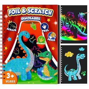 homicozy Art & Craft Activity for Kids: Foil Fun Unicorns and Princess & Scratch Art Book 2-in-1,No Mess Art Crafts for Girls,DIY Creative Activity Kit,Gifts for Girls Ages 4,5,6,7,8,9, Travel Toys