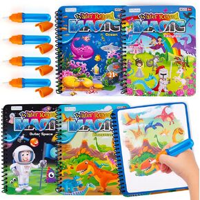 ArtCreativity 4 Pack Magic Water Coloring Books for Toddlers - Mess Free Water Art Books for Toddlers - Magic Water Pen Coloring Book Set for Kids Ages 1 2 3 4 - Cool Water Reveal Coloring Book