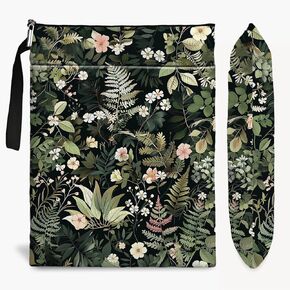 Green Leaf Pattern Book Sleeve, Book Lovers Gifts Waterproof Book Cover for paperbacks with Zipper and Front Pocket Book Pouch for Girl Best Friend Birthday Graduation Christmas Gifts