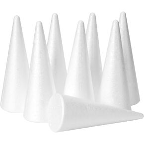 YURN Craft 8 Pack Foam Cones for Crafts, Foam Trees Cones, 2.91×7.87 in Cones Shaped Foam for Christmas Decorations, Gnomes, and DIY Art Projects.