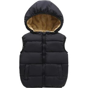 Toddler Puffer Vest Boys Girls Fleece Vest Puffy Toddler Boy Sleeveless Jacket Coat with Removable Hood