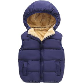 AMIYAN Toddler Winter Puffer Vest Boys Hooded Sleeveless Jacket Lightweight Warm Down Coat with Pocket for Kids 1-7 Years