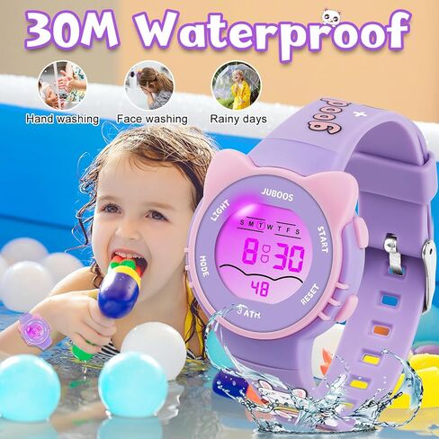 Juboos Kid's Digital Watch for Boys and Girls, Waterproof LCD Digital Sports Kids Watch with 7 Color LED Lights, Stopwatch, Alarm in Kuwait