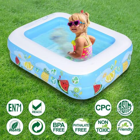 Inflatable Kiddie Pool, 47"x35"x13" Baby Pools with Inflatable Soft Floor, Durable Blow Up Pools for Kids, Backyard, Garden in Kuwait