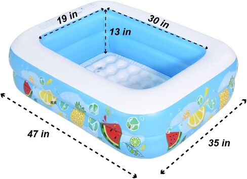 Inflatable Kiddie Pool, 47"x35"x13" Baby Pools with Inflatable Soft Floor, Durable Blow Up Pools for Kids, Backyard, Garden in Kuwait