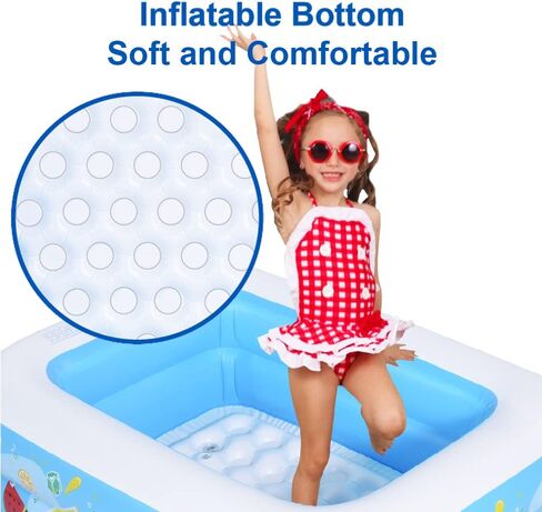 Inflatable Kiddie Pool, 47"x35"x13" Baby Pools with Inflatable Soft Floor, Durable Blow Up Pools for Kids, Backyard, Garden in Kuwait