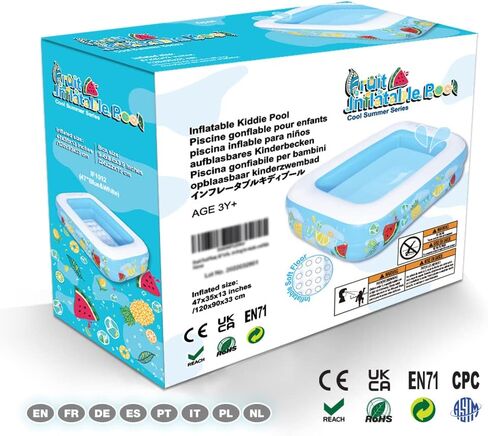 Inflatable Kiddie Pool, 47"x35"x13" Baby Pools with Inflatable Soft Floor, Durable Blow Up Pools for Kids, Backyard, Garden in Kuwait