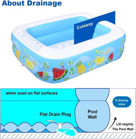 Inflatable Kiddie Pool, 47"x35"x13" Baby Pools with Inflatable Soft Floor, Durable Blow Up Pools for Kids, Backyard, Garden in Kuwait
