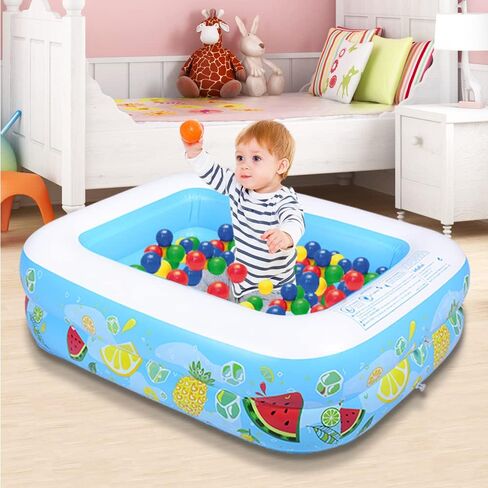 Inflatable Kiddie Pool, 47"x35"x13" Baby Pools with Inflatable Soft Floor, Durable Blow Up Pools for Kids, Backyard, Garden in Kuwait
