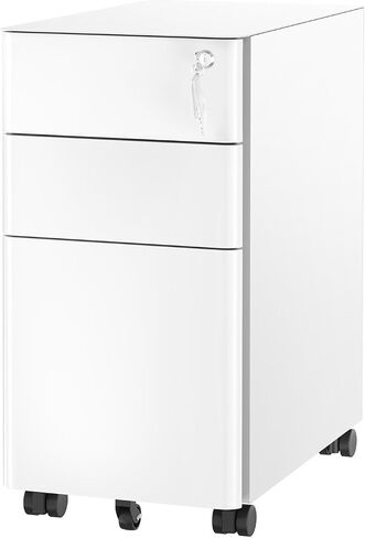 Mount-It! Slim Mobile Under Desk File Cabinet, Rolling Slim Design Filing Cabinet with 3 Drawers for Under Desk Storage - Files, Folders Office Cabinet with Lock for Home and Office, Color Black in Kuwait