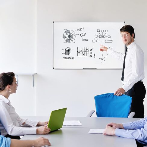 Amazon Basics Whiteboard Drywipe Magnetic with Pen Tray and Aluminium Trim, 90 cm x 60 cm (WxH) in Saudi Arabia