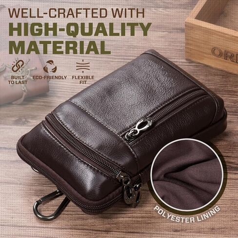 Hengwin Small Leather Crossbody Shoulder Bag Men Belt Clip Phone Holster Case Belt Loop Pouch Waist Bag Pack Fit for iPhone 15 14 13 Pro Max 8 7 6 Plus Galaxy Note 9 8 S24/S23 Ultra S9/S8 Plus (Black) in Saudi Arabia