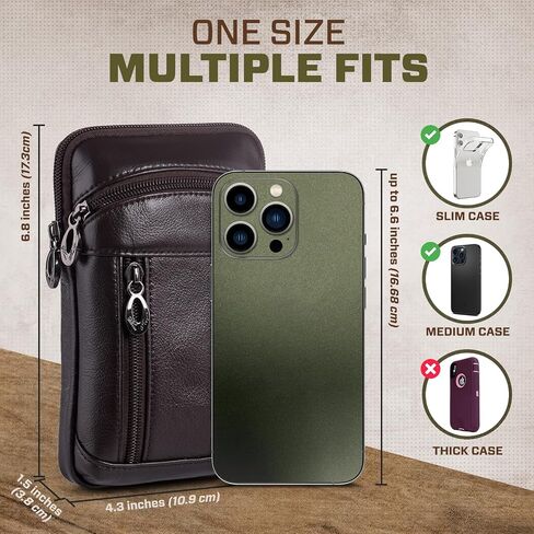 Hengwin Small Leather Crossbody Shoulder Bag Men Belt Clip Phone Holster Case Belt Loop Pouch Waist Bag Pack Fit for iPhone 15 14 13 Pro Max 8 7 6 Plus Galaxy Note 9 8 S24/S23 Ultra S9/S8 Plus (Black) in Saudi Arabia