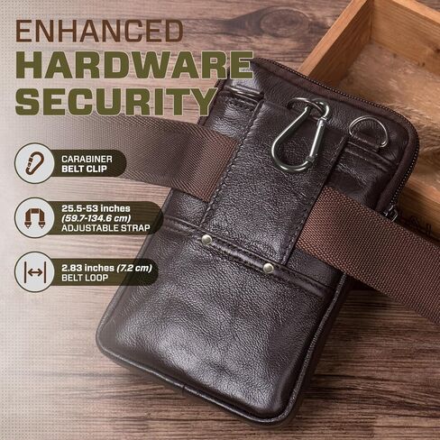 Hengwin Small Leather Crossbody Shoulder Bag Men Belt Clip Phone Holster Case Belt Loop Pouch Waist Bag Pack Fit for iPhone 15 14 13 Pro Max 8 7 6 Plus Galaxy Note 9 8 S24/S23 Ultra S9/S8 Plus (Black) in Saudi Arabia
